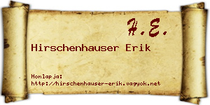 Hirschenhauser Erik névjegykártya